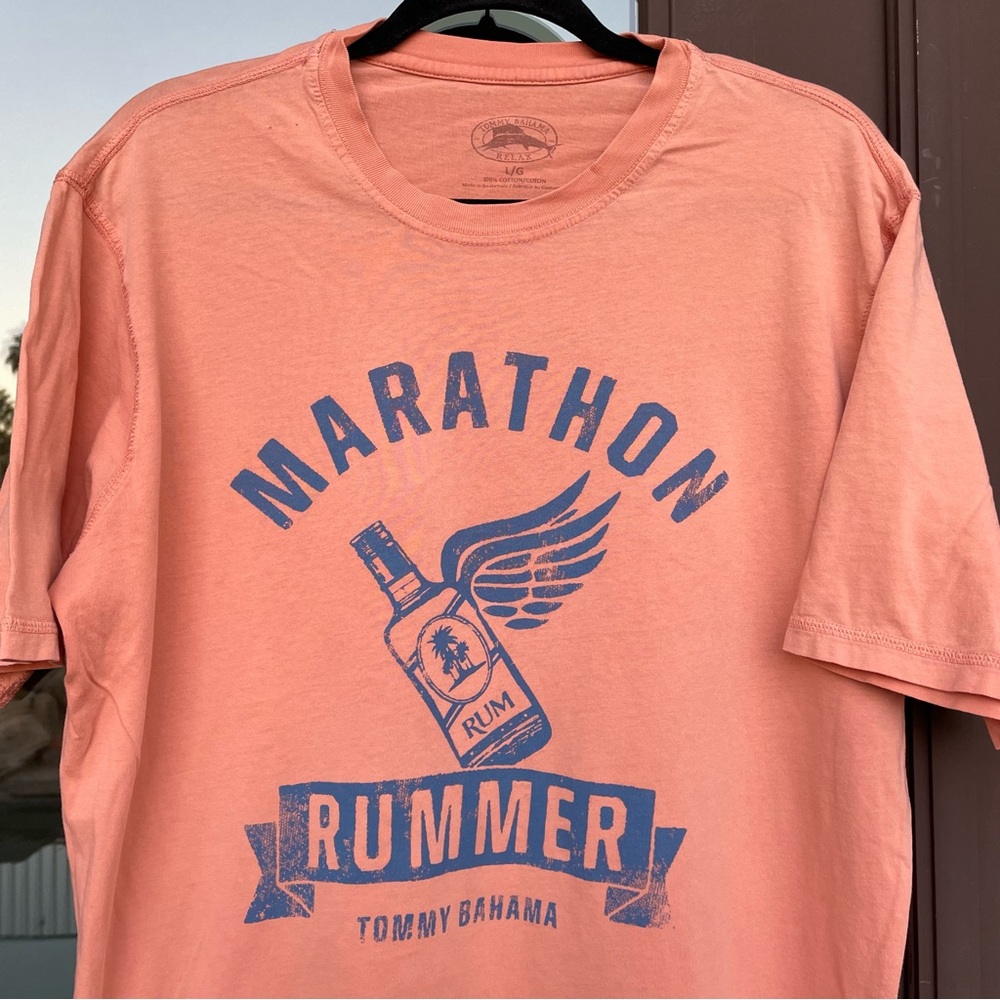 Tommy Bahama "Marathon Rummer" Peach Crew Tee L